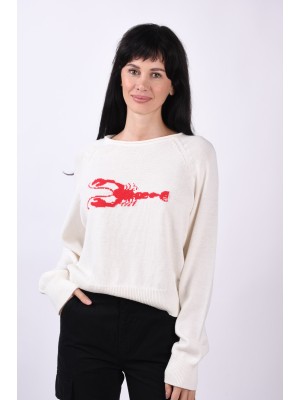 Pulover Dama Pieces Pctamila O-Neck Cloud Dancer Pattern Big Lobster